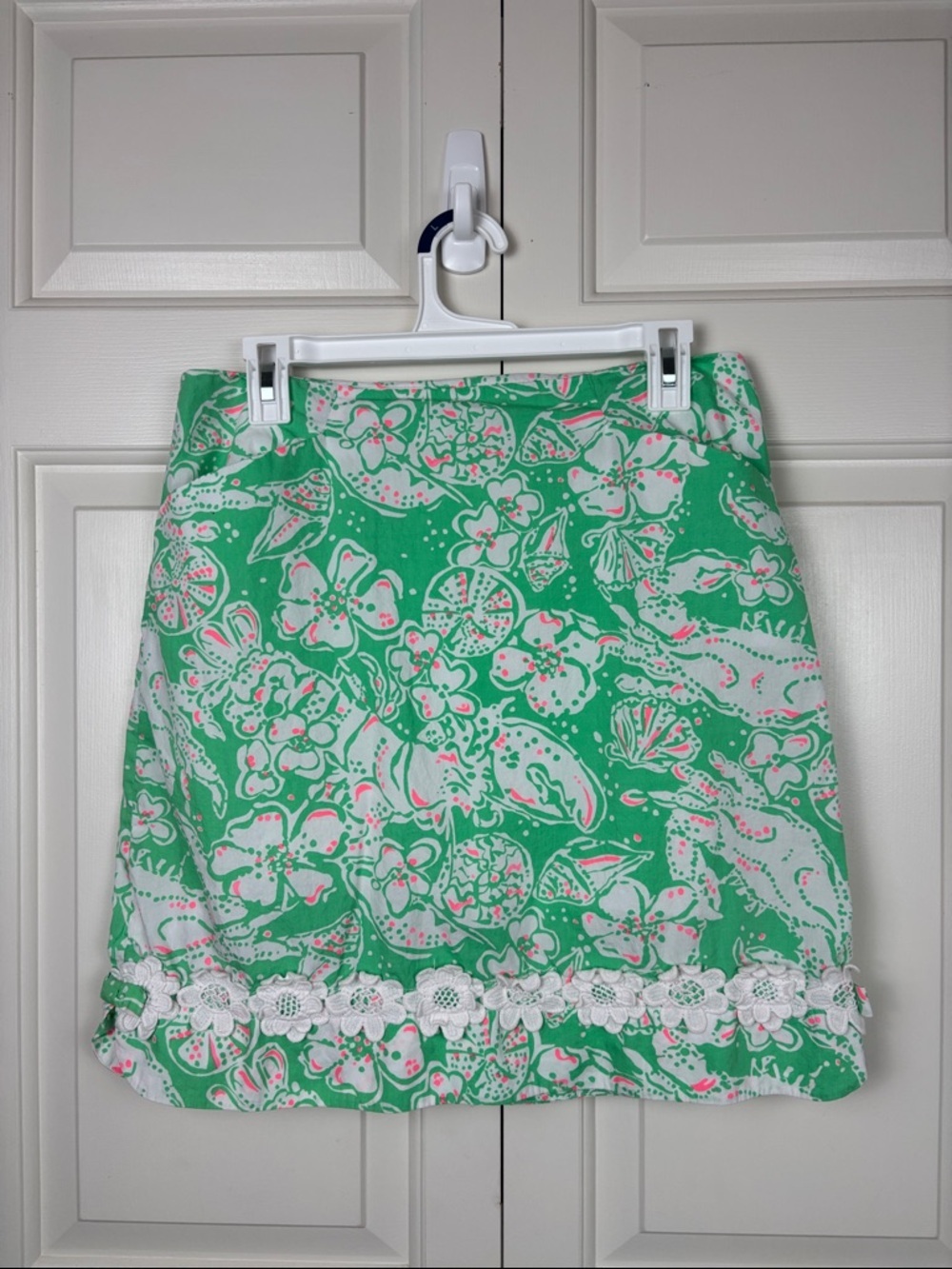 Lilly Pulitzer Green Floral Lace-Hem Skirt - Size 10